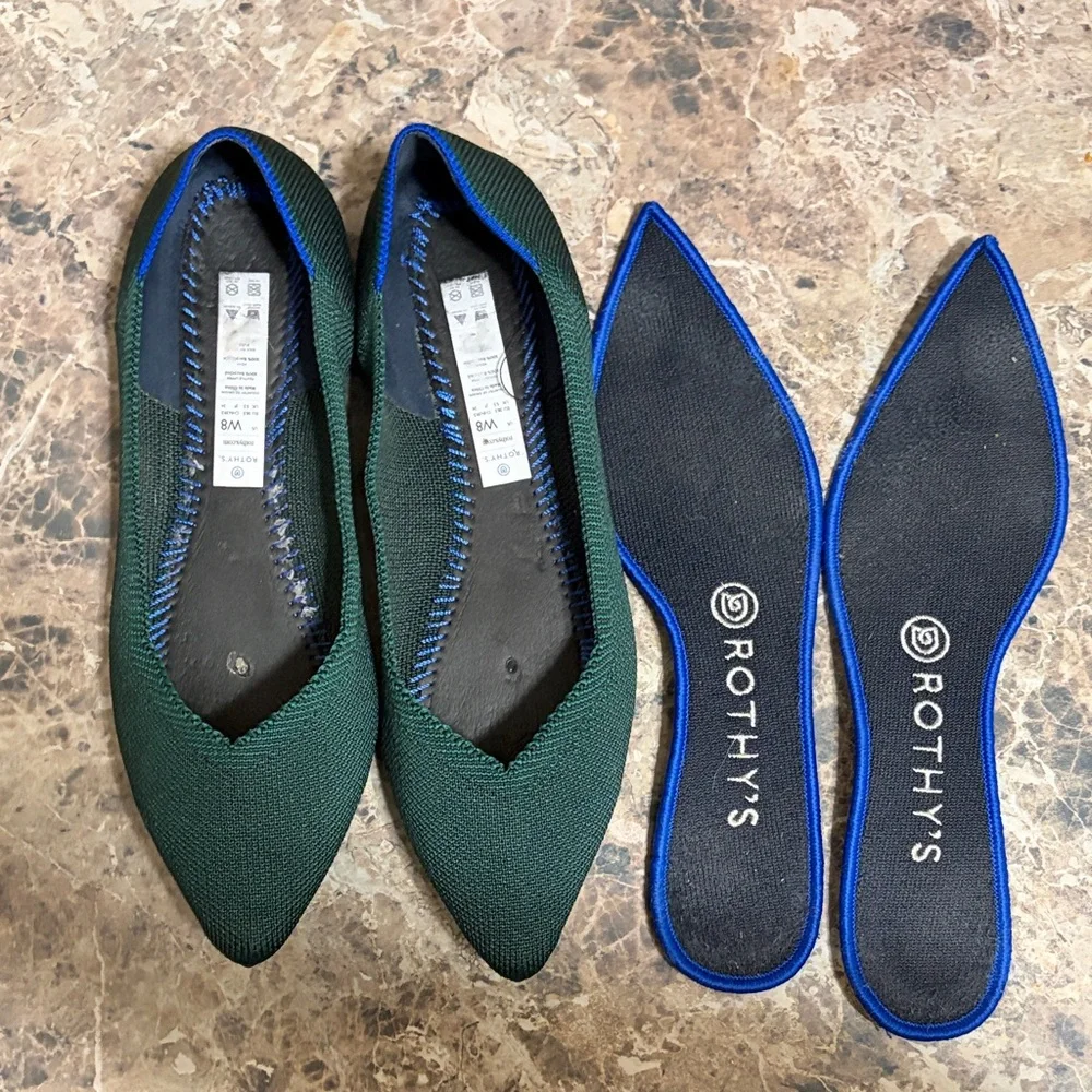 Rothy's Forest Green and Blue Flats
